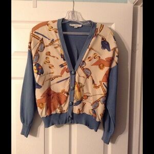 St. John Blue and Cream Cardigan